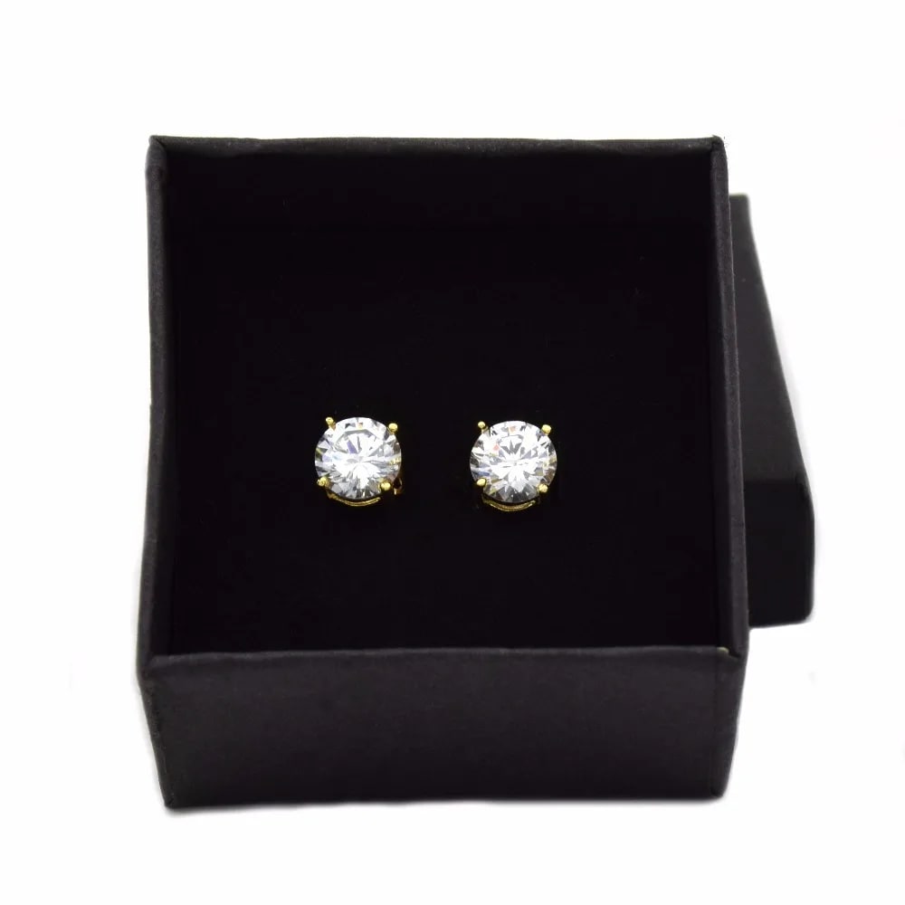 Men Gold Cubic Zircon Stud Earring